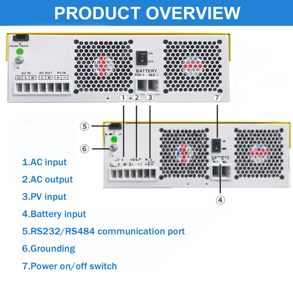 DAXTROMN 6.2KW 220/230VAC OUTPUT SOLAR INVERTER 500VDC MAX PV ARRAY MPPT 48V 120A BRTTERY CHARGE CURRENT SOLAR INVERTER
