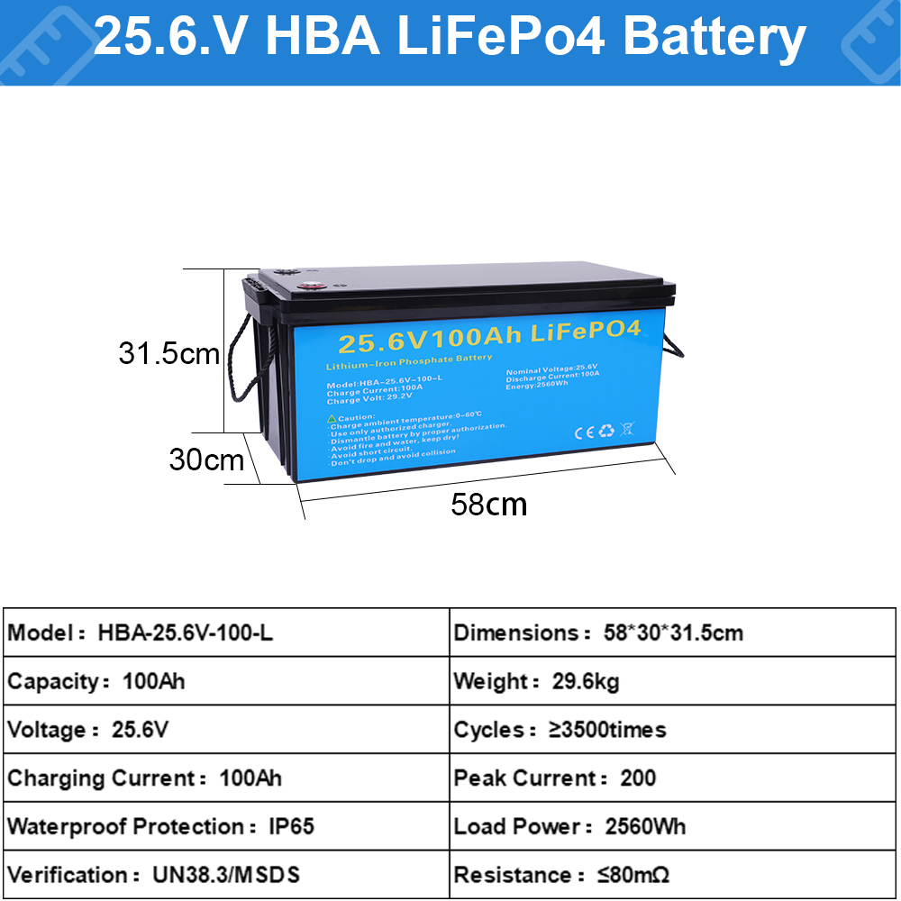 DAXTROMN 25.6V(24V) 100AH  2560kWh Lifepo4 Batterry  Lithium Battery EU Tax Free