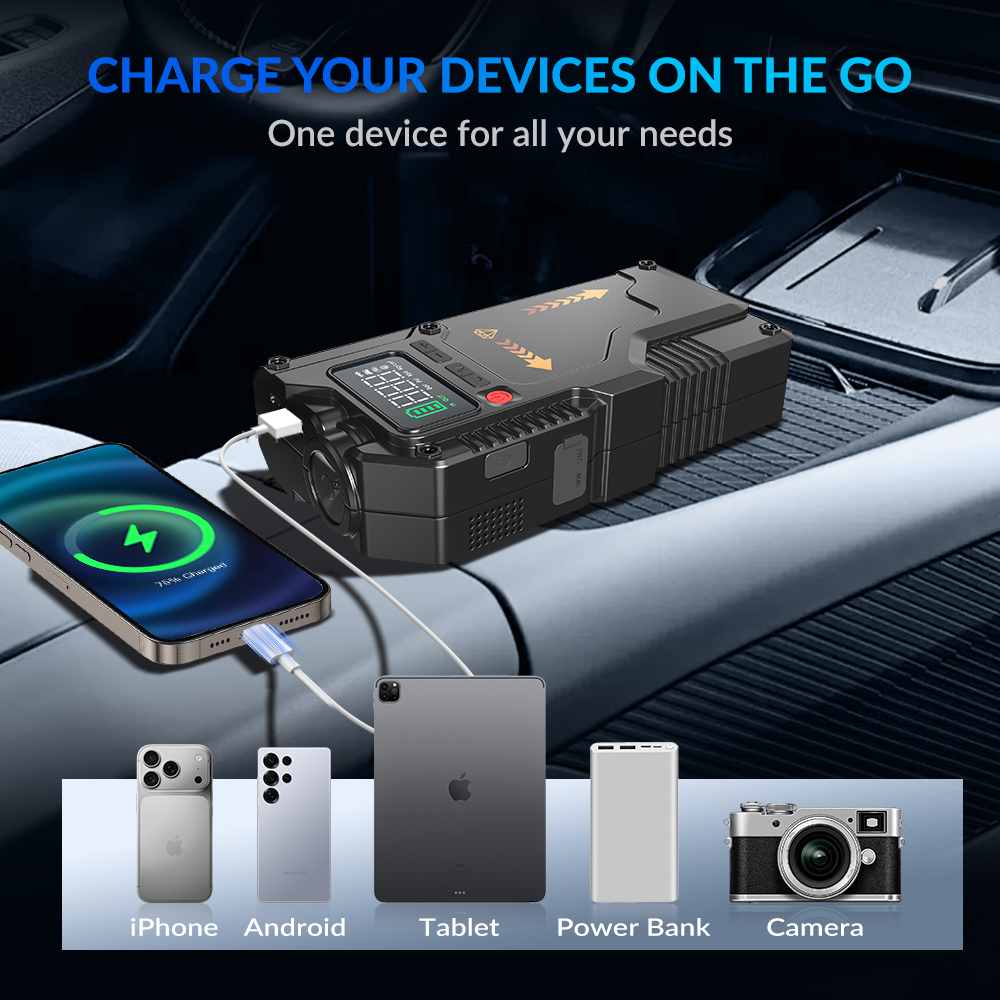 DAXTROMN  R26 10000m/Ah  200A Jump starter  200VDC 5V Portable Car Battery Booster