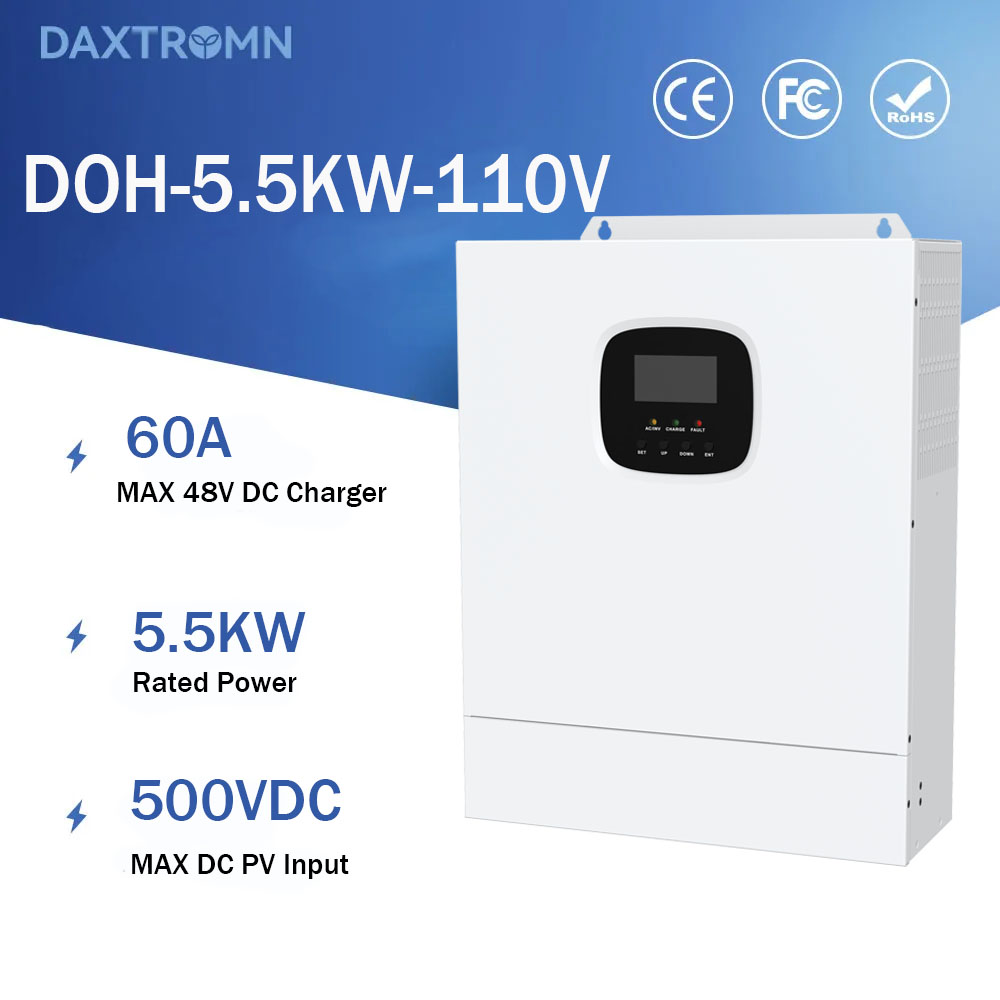 Daxtromn 5.5KW 110V Solar Inverter 48V 60A Max Charging Current 500V PV Input Pure Sine Wave RS485 Dry Contact Salor Storage Inverter