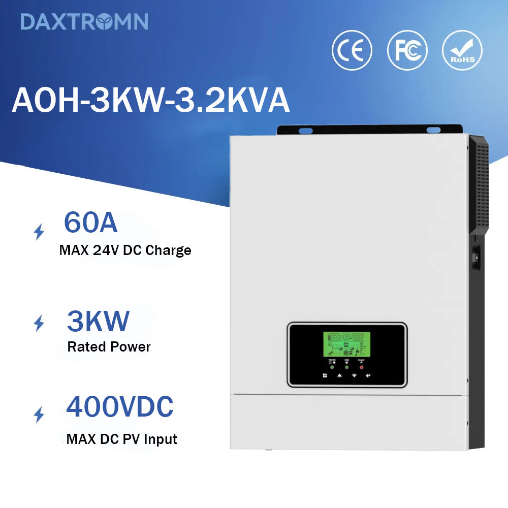 Daxtromn power 3000W 3.2kva Solar Inverter Built-in80A MPPT solar charger 24V 230VAC 50/60Hz hybrid system Solar Inverter PV input 400VDC
