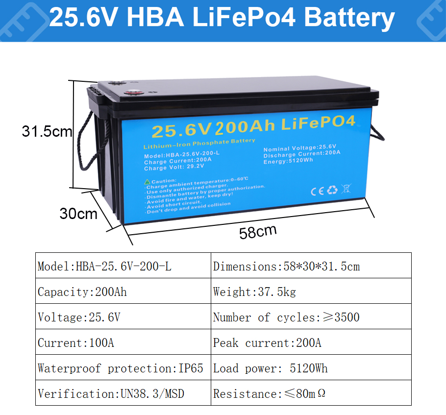 DAXTROMN 25.6V（24V） 200AH Lifepo4 Batterry Lithium Batteries 3500 Times Cycles  EU Tax Free