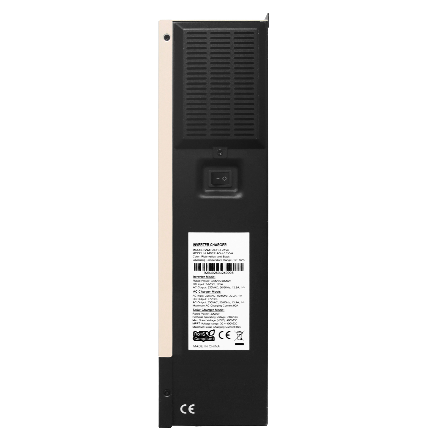 Upgraded Daxtromn power 3000W 3KW 3.2kva Solar Inverter Built-in 80A MPPT solar charger 24VDC battery 230VAC 50/60Hz hybrid system Solar Inverter PV input 60-400VDCVDC Pure Sine Wave