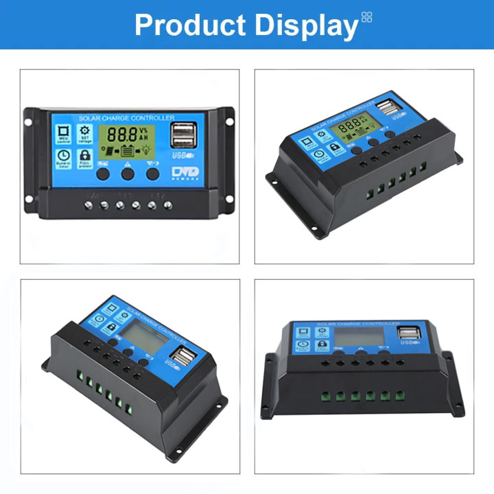 PWN Solar Panel Controller LCD Display 12V/24V 40A 50A 60A AUTO Dual USB Solar Charge Controller MPPT Battery Charge Regulator