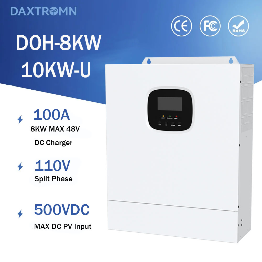 DAXTROMN MPPT 8KW 10KW 110V Split Phase Inverter 500V PV Input 48V 8KW Battery Max Charging Current 100A Output 110V Solar Inverter