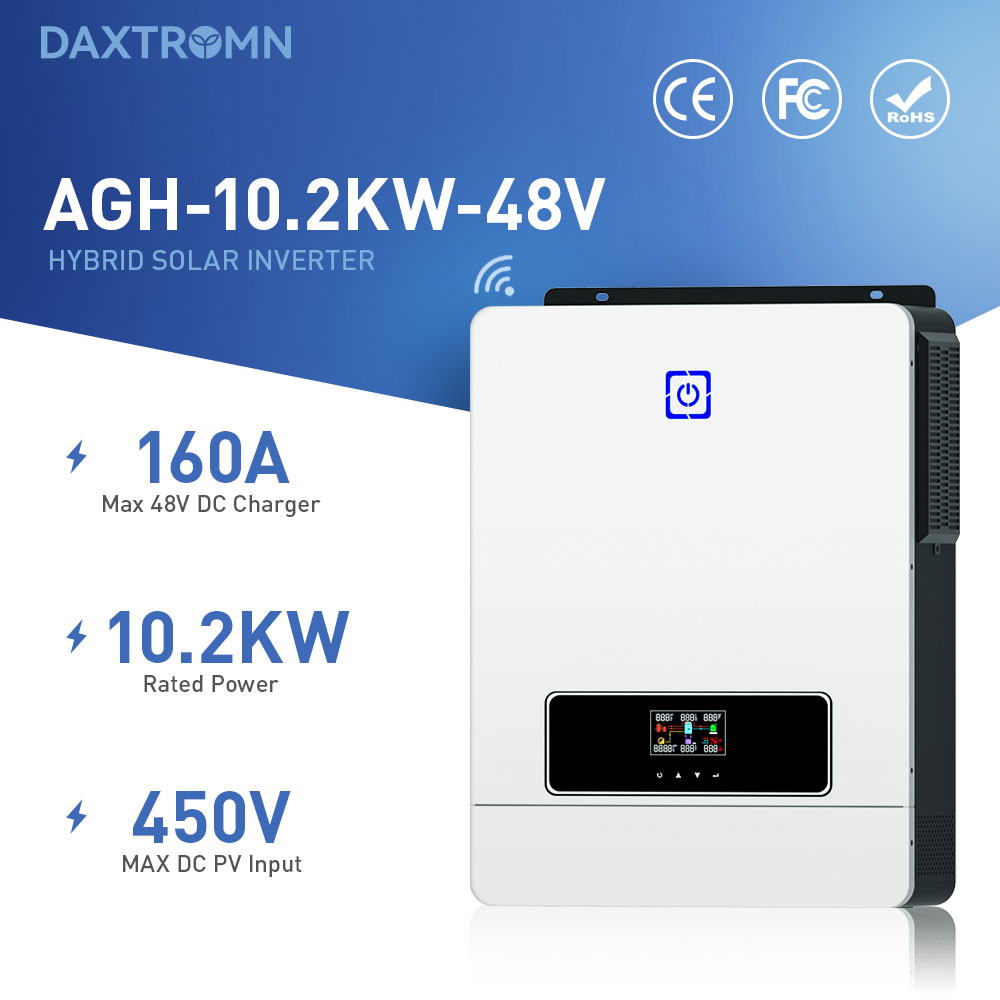 BMS DAXTROMN BMS 2XMPPT 140A 160A On-Grid/Off-Grid 10kw 10.2KW Pure Sine Wave Inverter with Charger DC 48V 230VAC Daul PV In-Put a 2  Output 100000w
