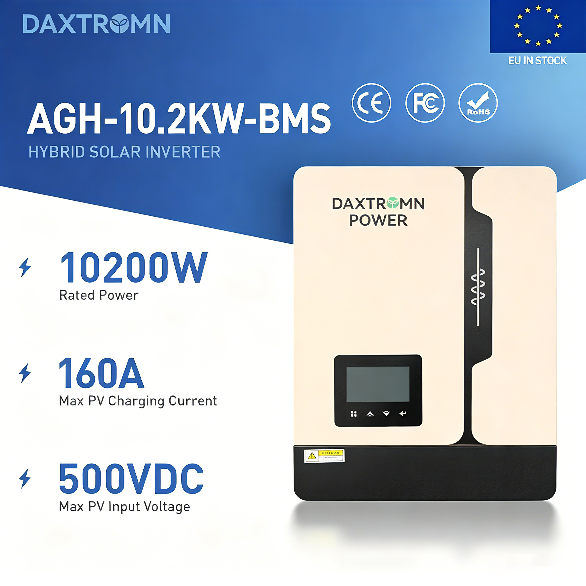 DAXTROMN POWER 2XMPPT 140A 160A On-Grid/Off-Grid 10kw 10.2KW Pure Sine Wave Inverter with Charger DC 48V 230VAC Dual PV In-Put a 2  Output 100000w with WiFi