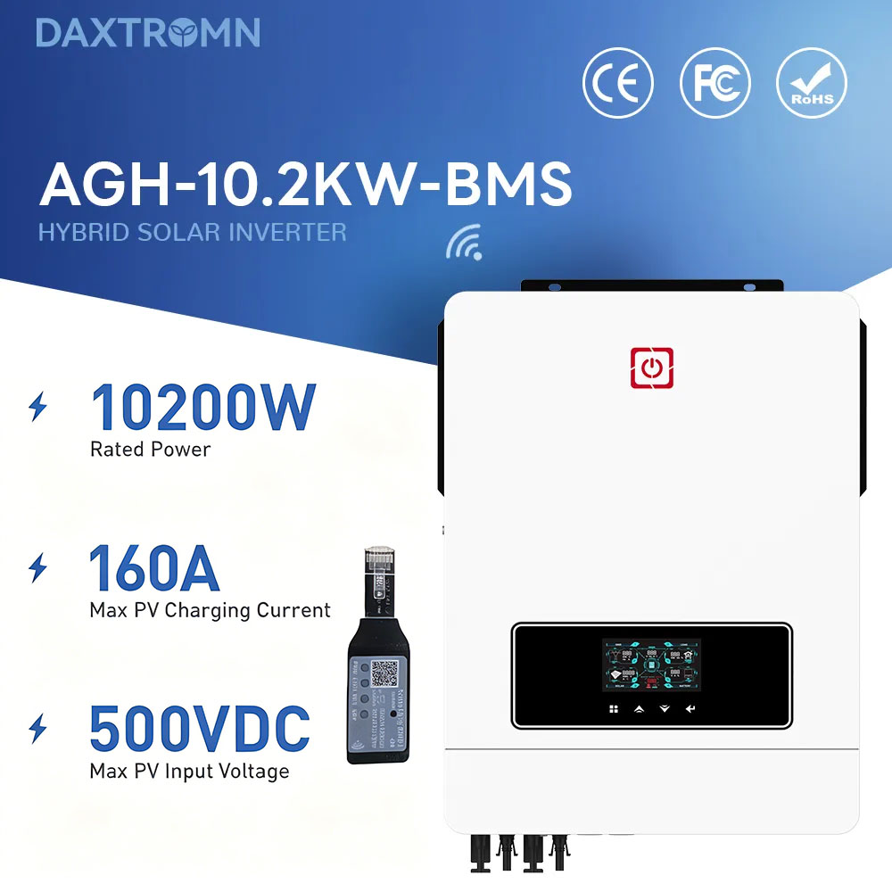  DAXTROMN POWER 2XMPPT 140A 160A On-Grid/Off-Grid 10kw 10.2KW Pure Sine Wave Inverter with Charger DC 48V 230VAC Dual PV In-Put a 2  Output 100000w