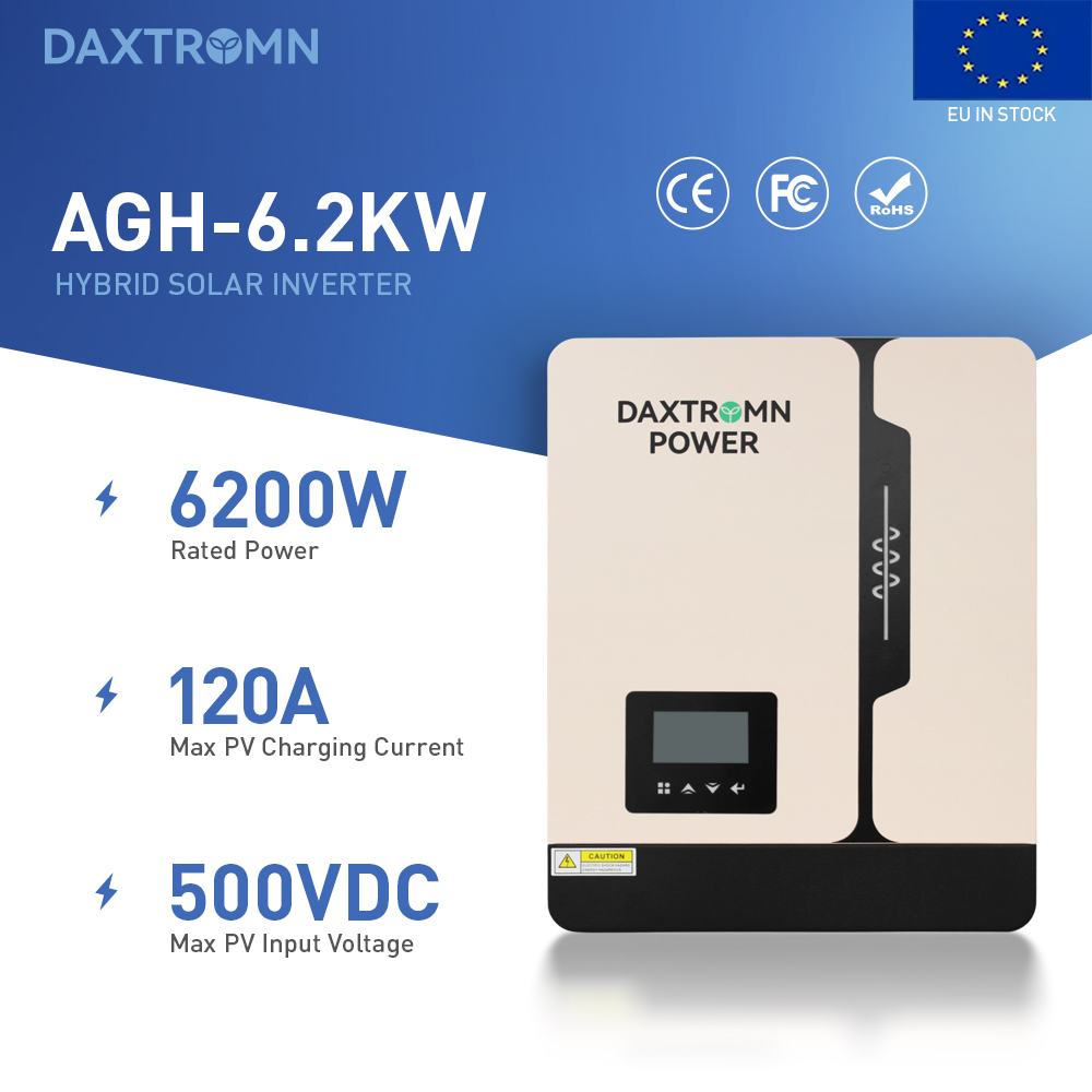 VIP Daxtromn power 3.6KW 6.2KW solar inverter 24VDC 48vDC hybrid mppt 6200W pure sine wave hybrid charge controller 120A off grid On Grid