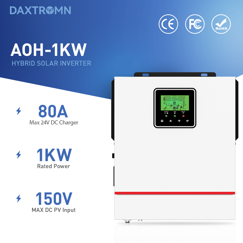 Daxtromn MPPT 1000W Mix power from Solar Grid Pure Sine Wave Solar Inverter with Built-in 40A MPPT Solar Charger OFF GRID Solar Inverter 1KW