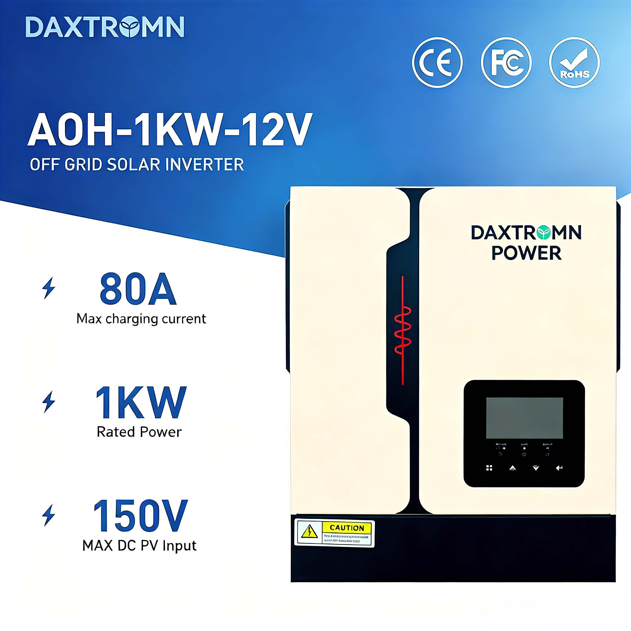 [Copy]Daxtromn 12V MPPT 1000W Mix power from Solar Grid Pure Sine Wave Solar Inverter with Built-in 40A MPPT Solar Charger OFF GRID Solar Inverter 1KW