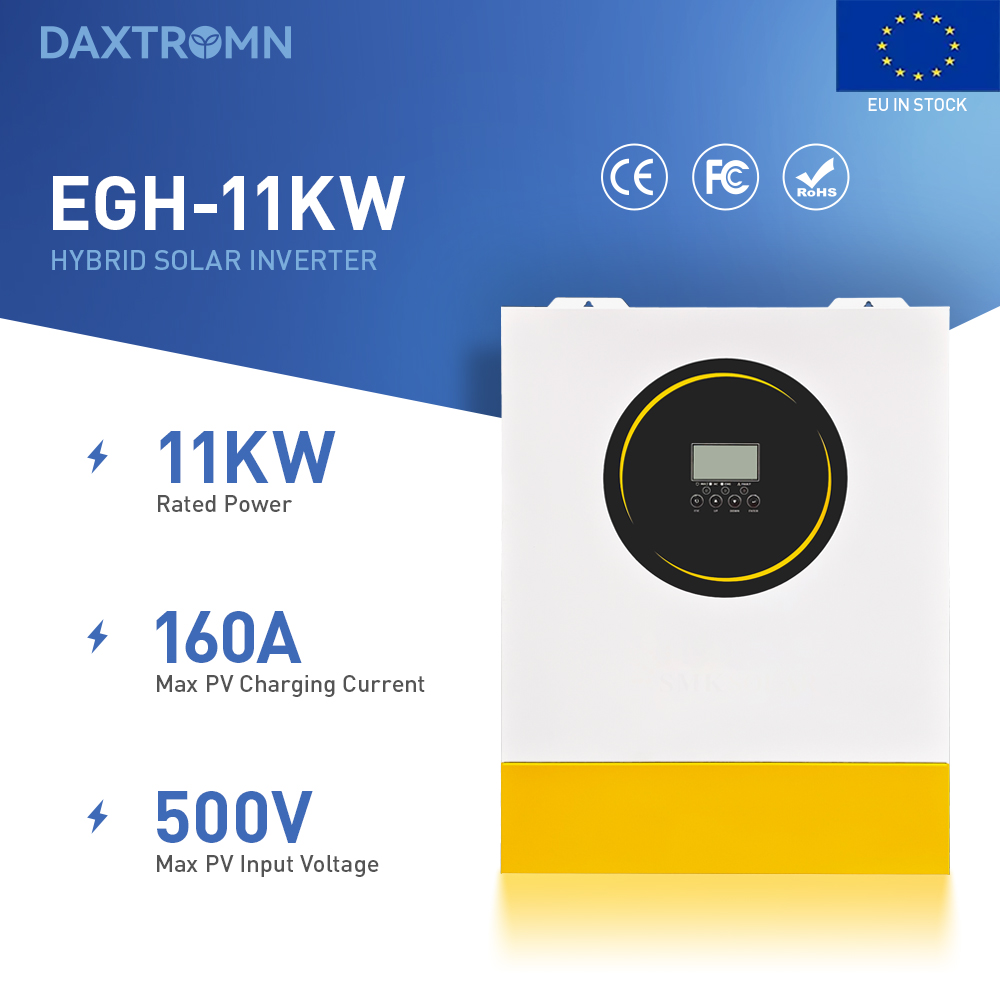 DAXTROMN 11KW Hybrid Inverter 2MPPT 160A On-Grid/Off-Grid DC 48V Charger
