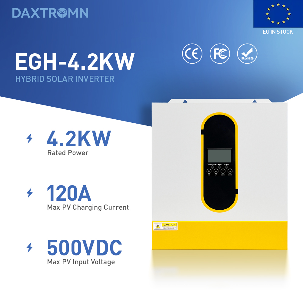 DAXTROMN 120A Dual Output 24V 4.2KW Hybrid Solar Inverter Solar Max. Input Current 27A On-Grid/Off-Grid Charger 