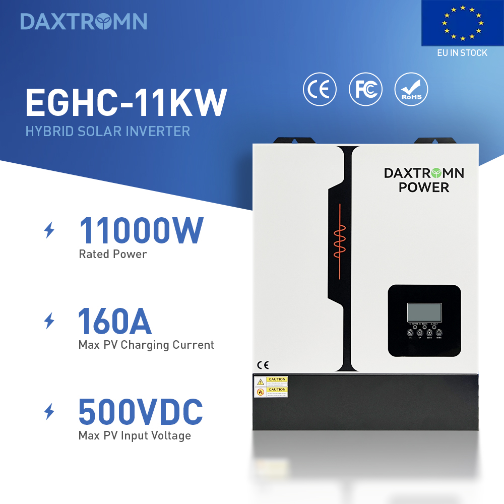 DAXTROMN 11KW 48V Hybrid Solar Inverter On Grid+Off Grid Inverter  Pure Sine Wave Inverter 230VAC  With 160A 2MPPT Built-in Wi-Fi Work Without Battery