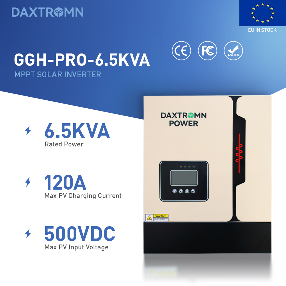 6.5KVA solar inverter MPPT 80A AC 220V DC 48VDC 500VDC PV input 5000W Pure Sine Wave hybrid inverter  5.5KW