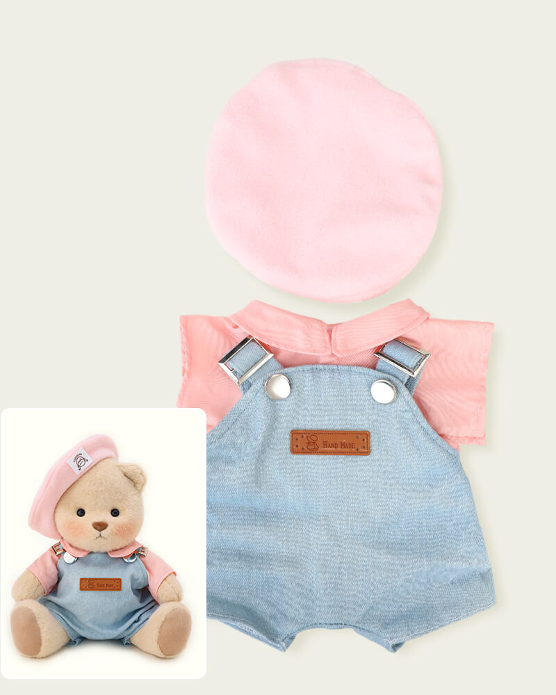 Getahug Pink Beanie Overalls | Handmade Jointed Teddy Bear Gift