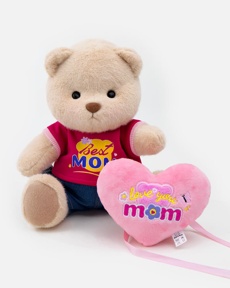 Mother's Day Love Embroidery Bear Set | Handmade Jointed Teddy Bear Gift