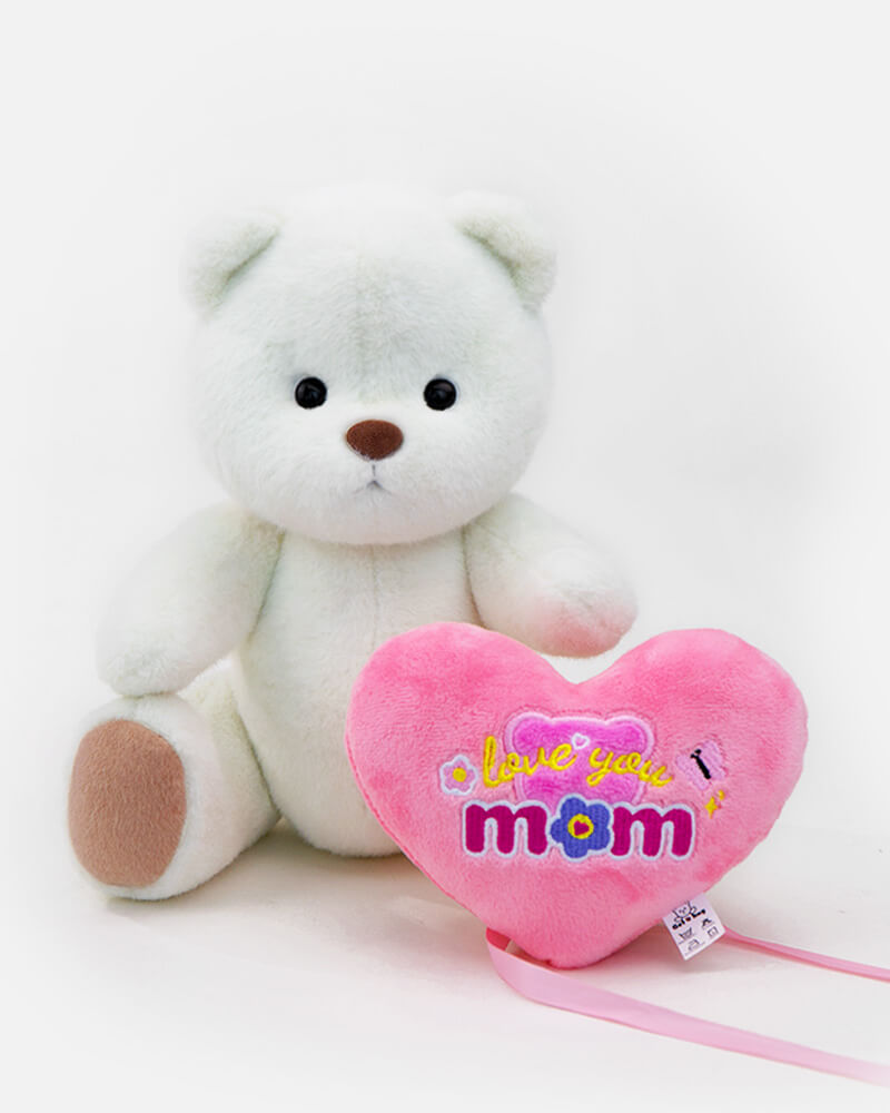 Getahug Love Heart Mother's Day White Teddy Bear | Handmade