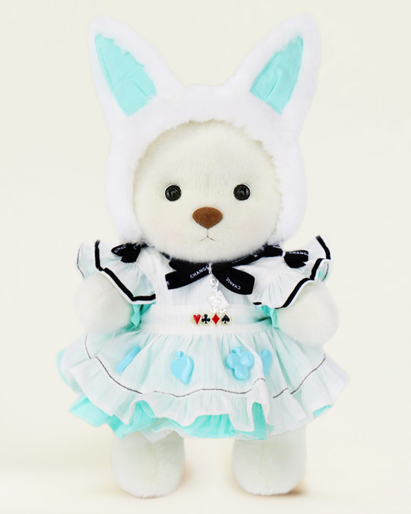 Lolita Easter Bunny Set / Handmade Jointed Teddy Bear Gifts, White Bear With Outfits