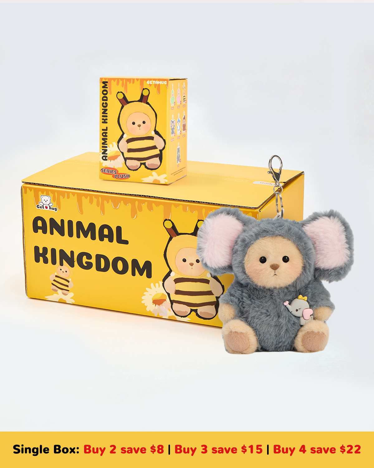 Getahug Animal Kingdom Series Mini Bear Blind Box | 5.9 Inches Plush Pendant Keychain Bag Charm