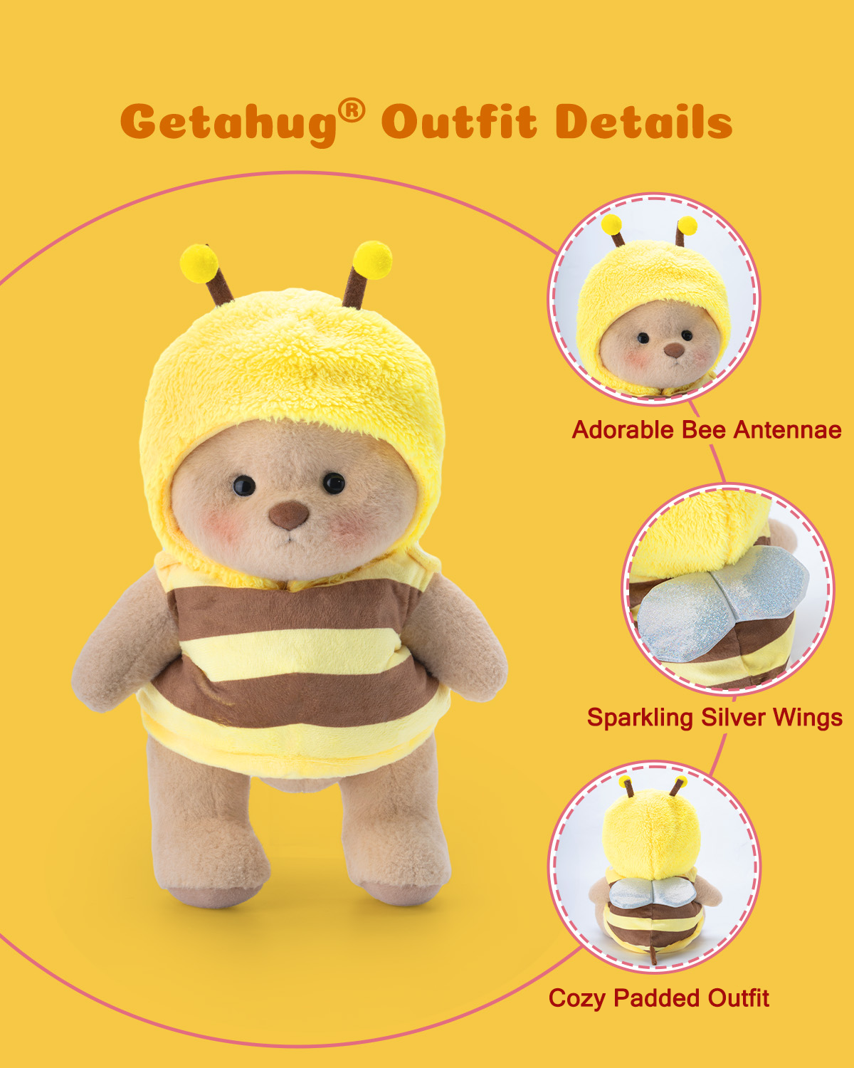 Getahug Happy Little Honey Bee Bear | Handmade Jointed Teddy Bear Gift