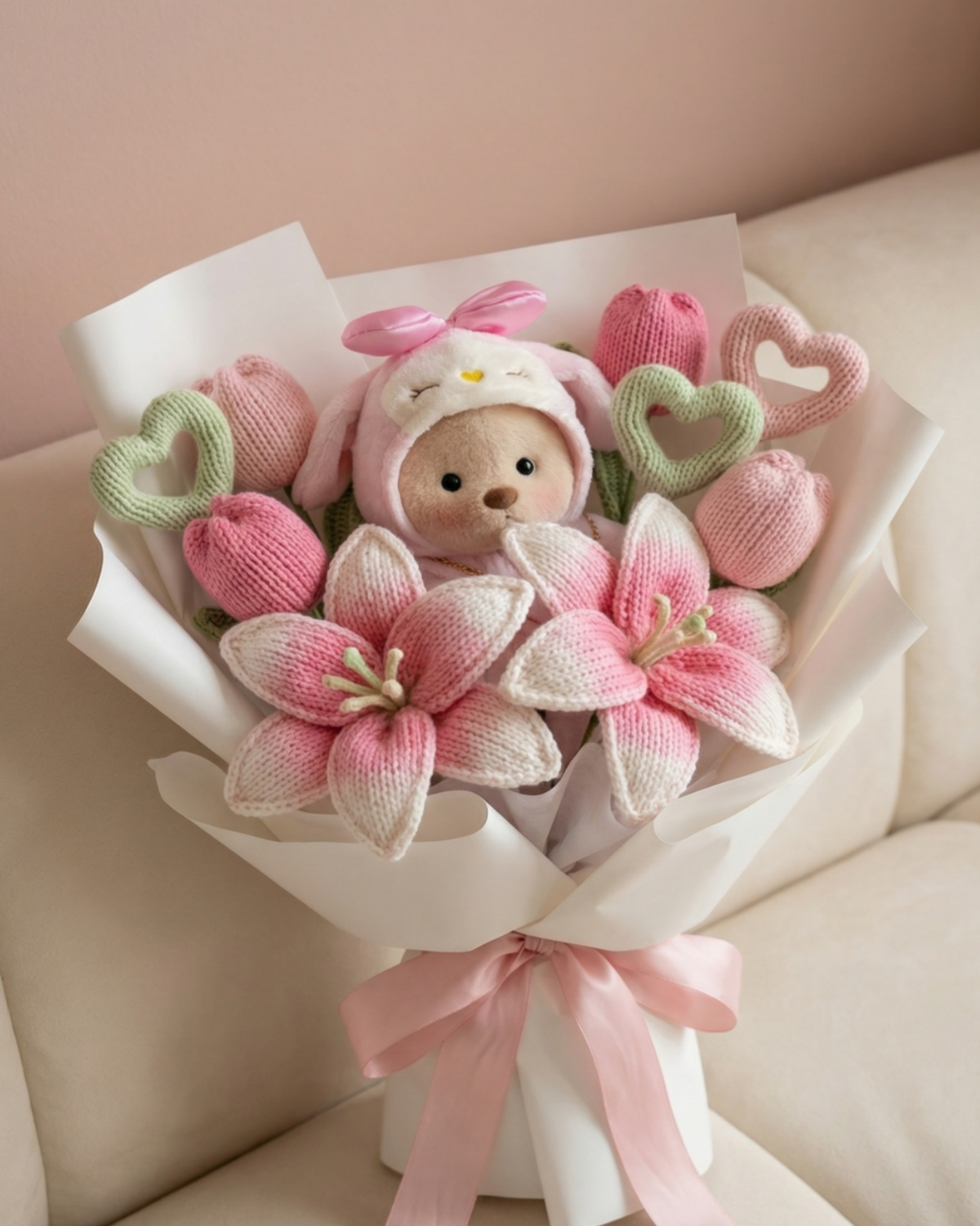 Getahug Love Strawberry Bear | Handmade Jointed Teddy Bear Gift