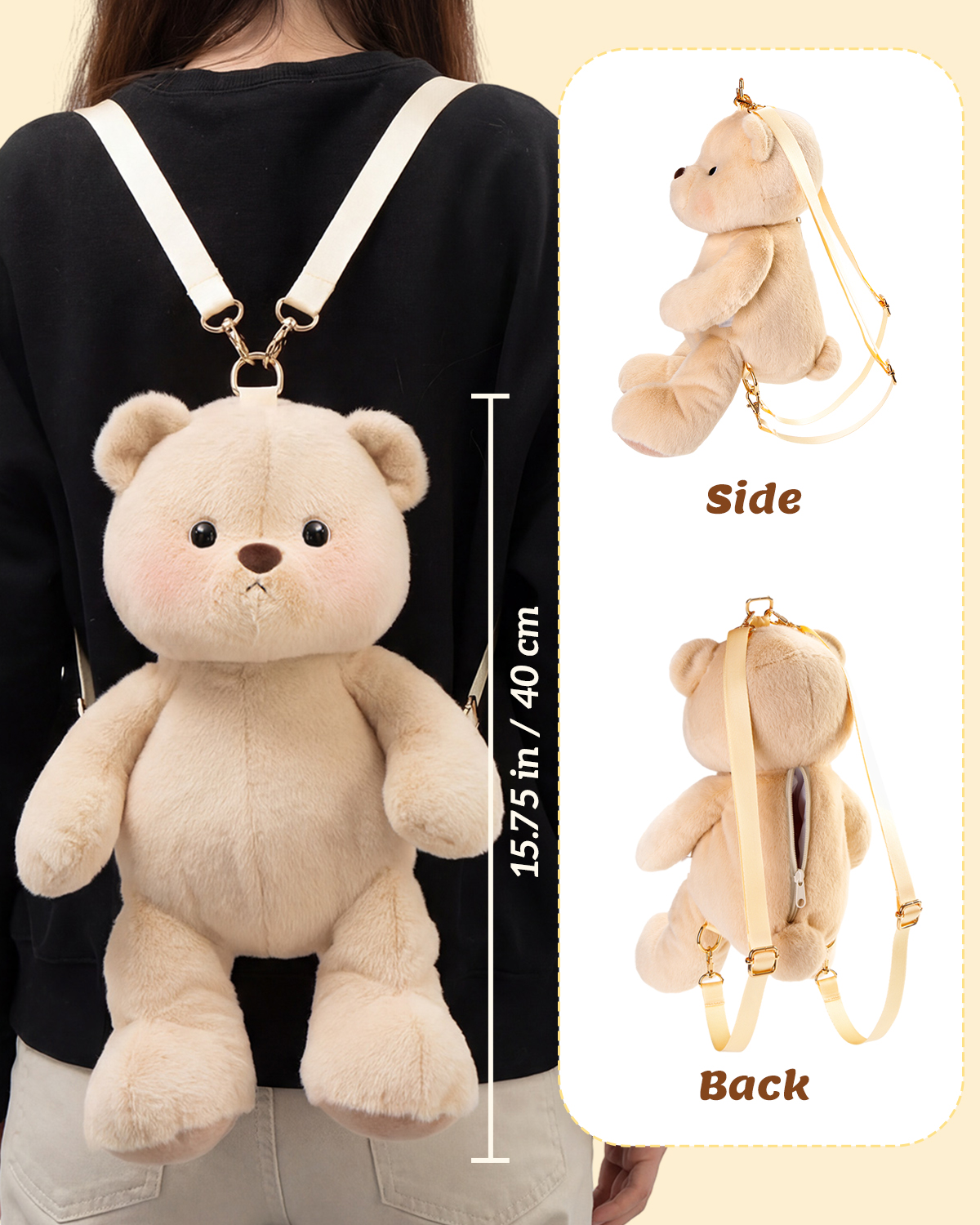 Getahug Billy Bear Backpack | Soft Teddy Bear Bag for Travel & Daily Use