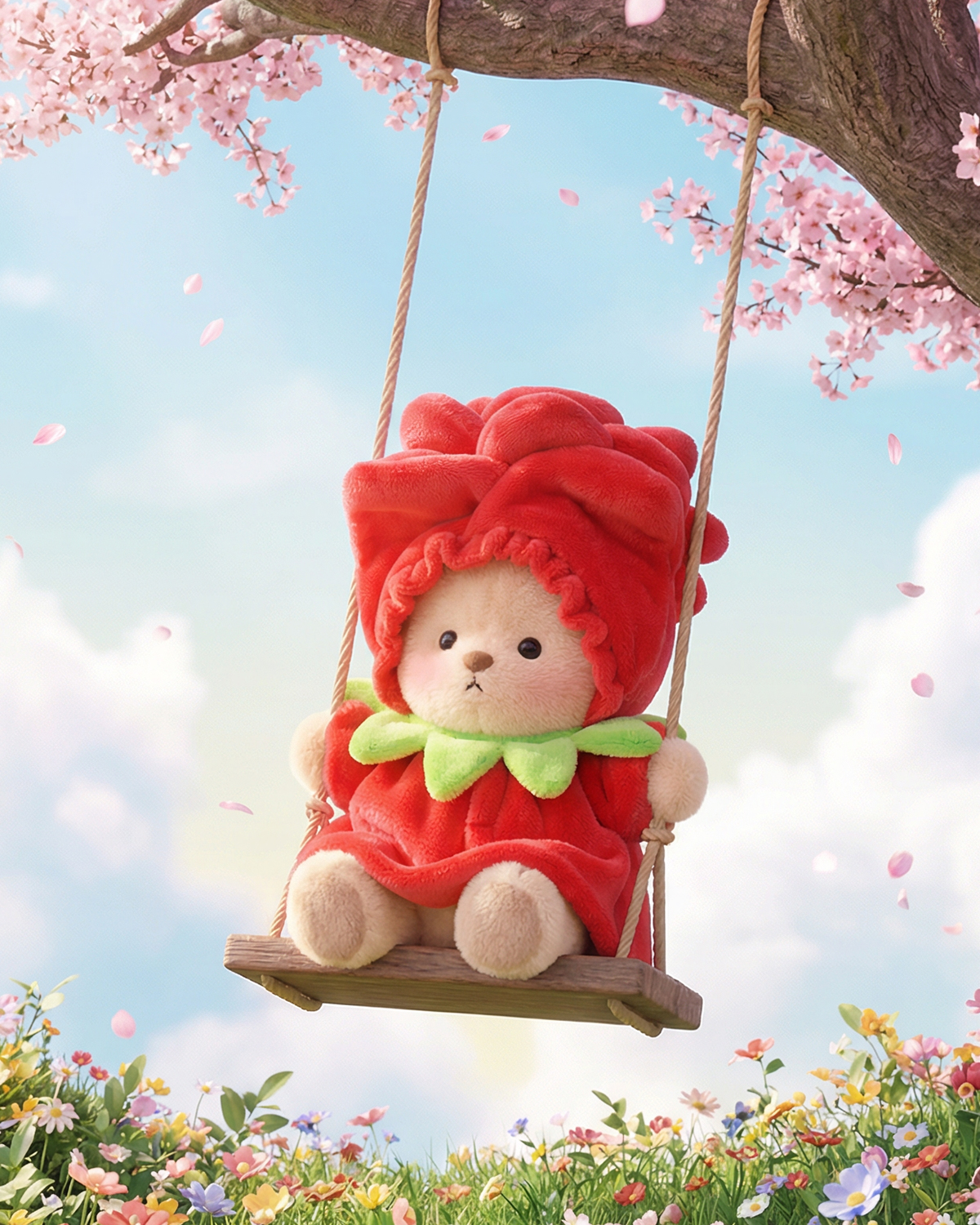 Getahug Romantic Red Rose Mini Bear Keychain | 5.9 Inches Plush Bag Charm Stuffed Valentine Gift
