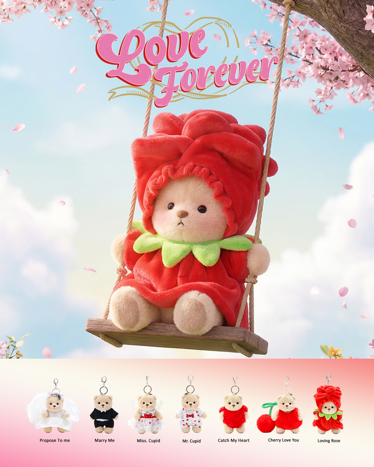 Getahug Valentine’s Plush Keychain Bear Blind Box | Mini Pocket Companion | Romantic Small Gift for Girlfriend & Long Distance Love