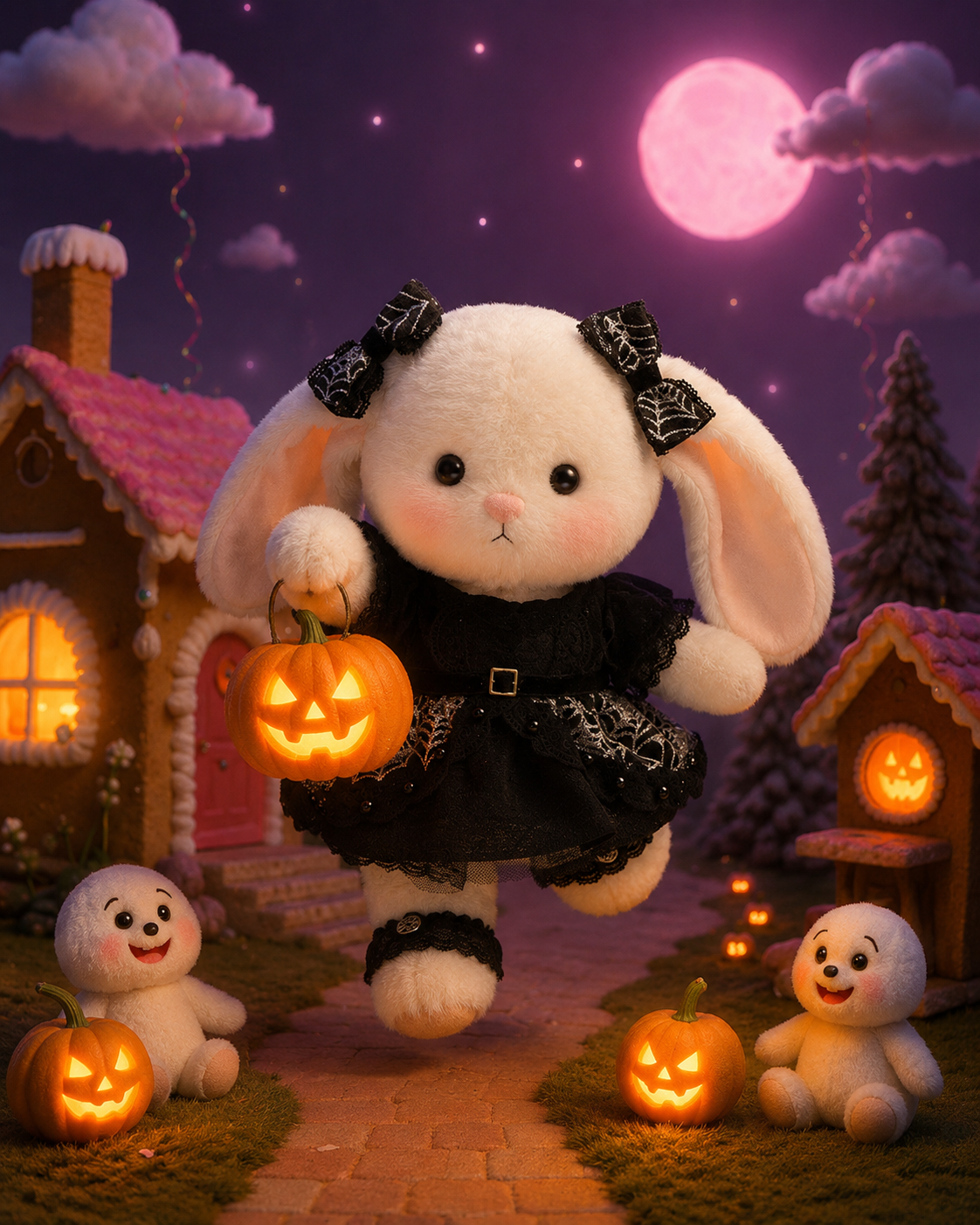 Getahug Halloween Spiderweb Lace Dress Bunny Plush | Handmade Jointed Stuffed Animal Gift (Pre-sale)