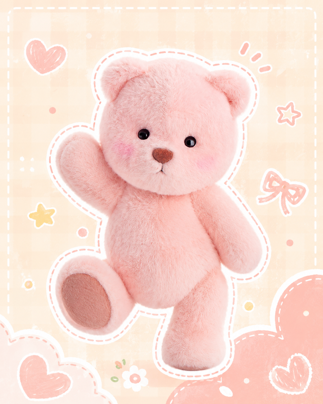 Getahug Poppy The Pink Teddy Bear | Handmade Jointed Teddy Bear Gift