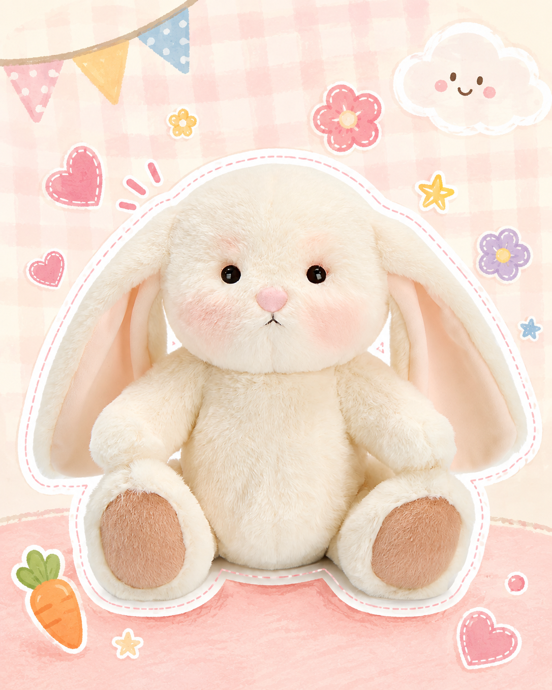 Getahug Rosie The White Jointed Bunny Plush | Handmade Stuffed Animal Gift