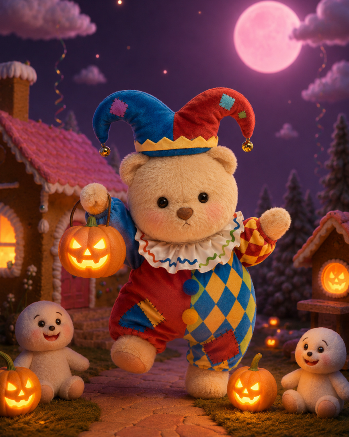 Getahug Halloween Jolly Clown Bear | Handmade Jointed Teddy Bear Stuffed Animal Gift