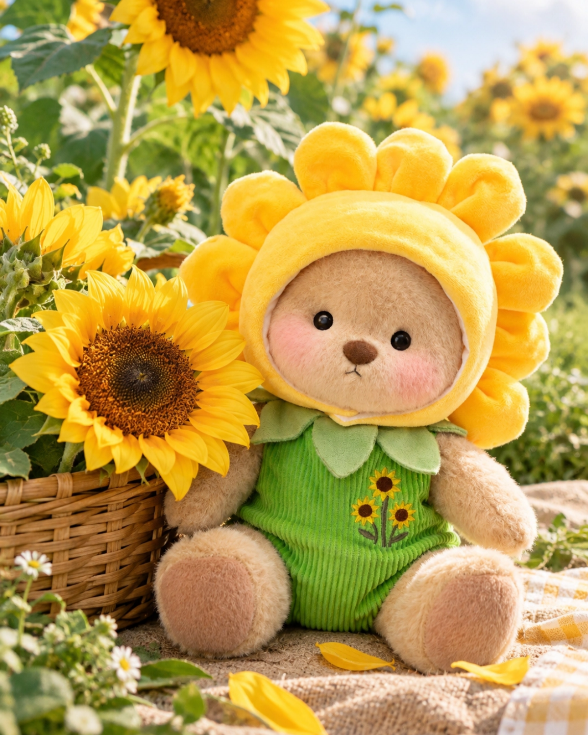 Getahug Sunflower Bear | Handmade Jointed Teddy Bear Stuffed Animal Gift