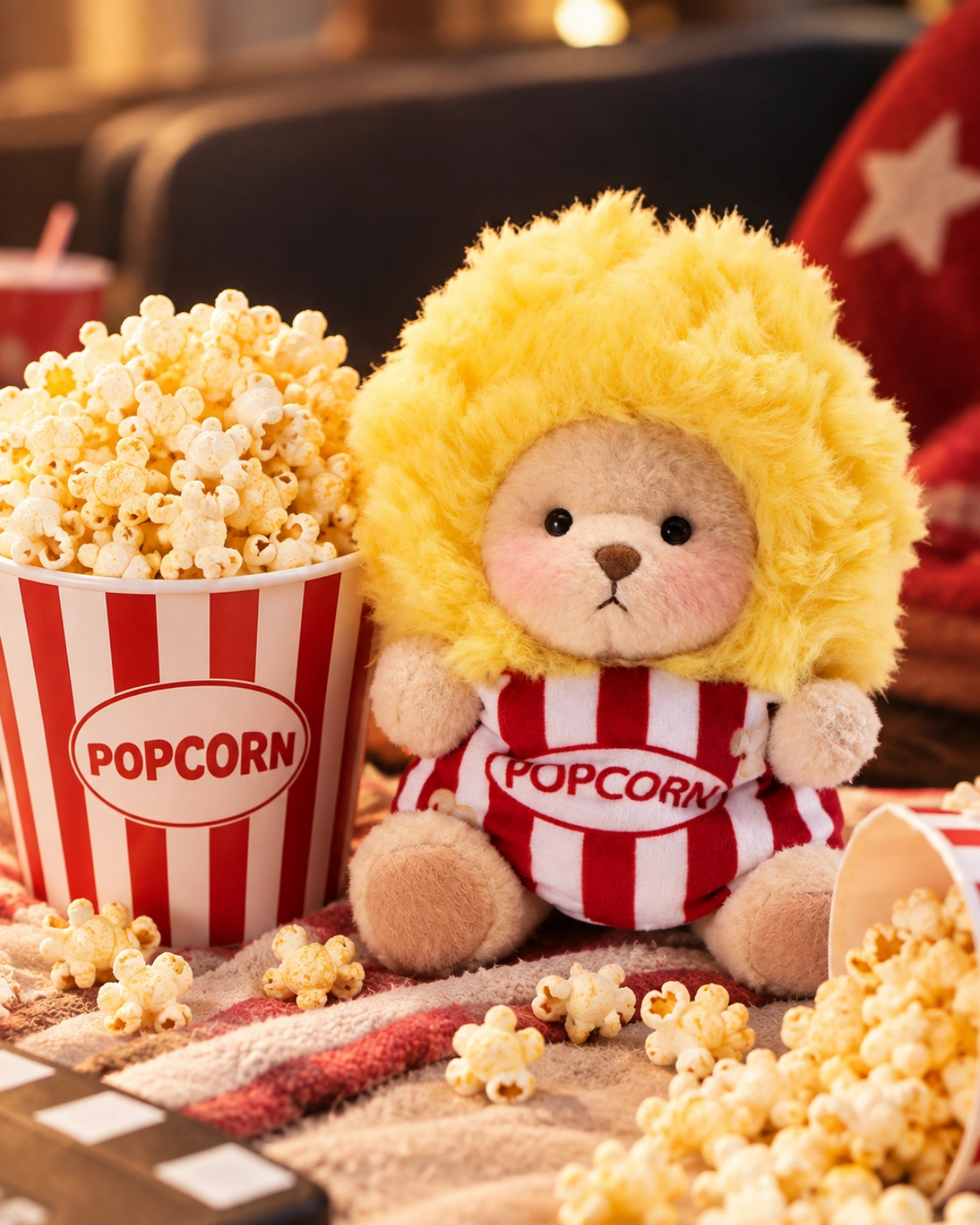 Getahug Popcorn Mini Bear Keychain | 5.9 Inches Plush Bag Charm Stuffed Animal Gift