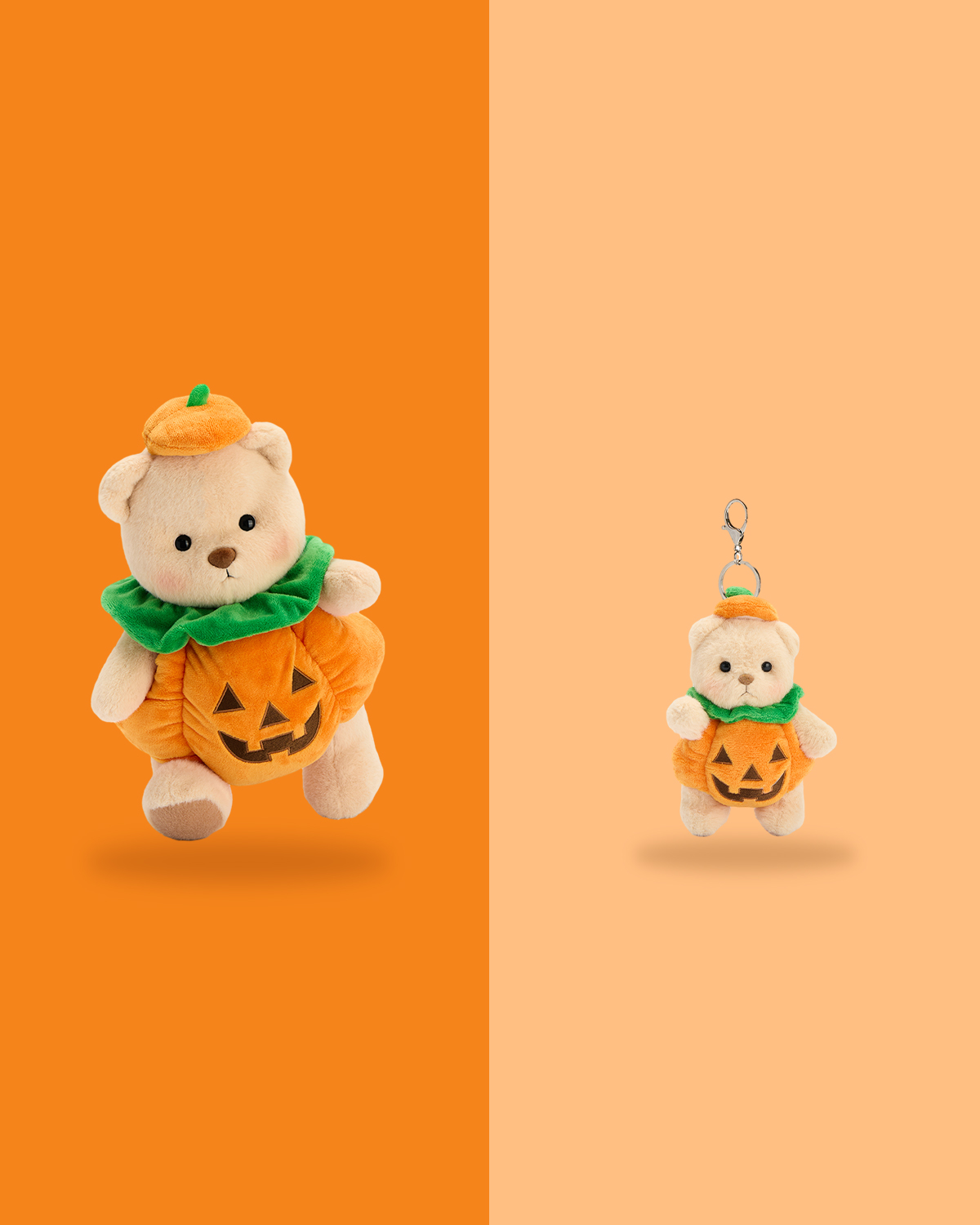 Getahug Halloween Spooky Pumpkin Jointed Teddy Bear and Mini Bear Keyc