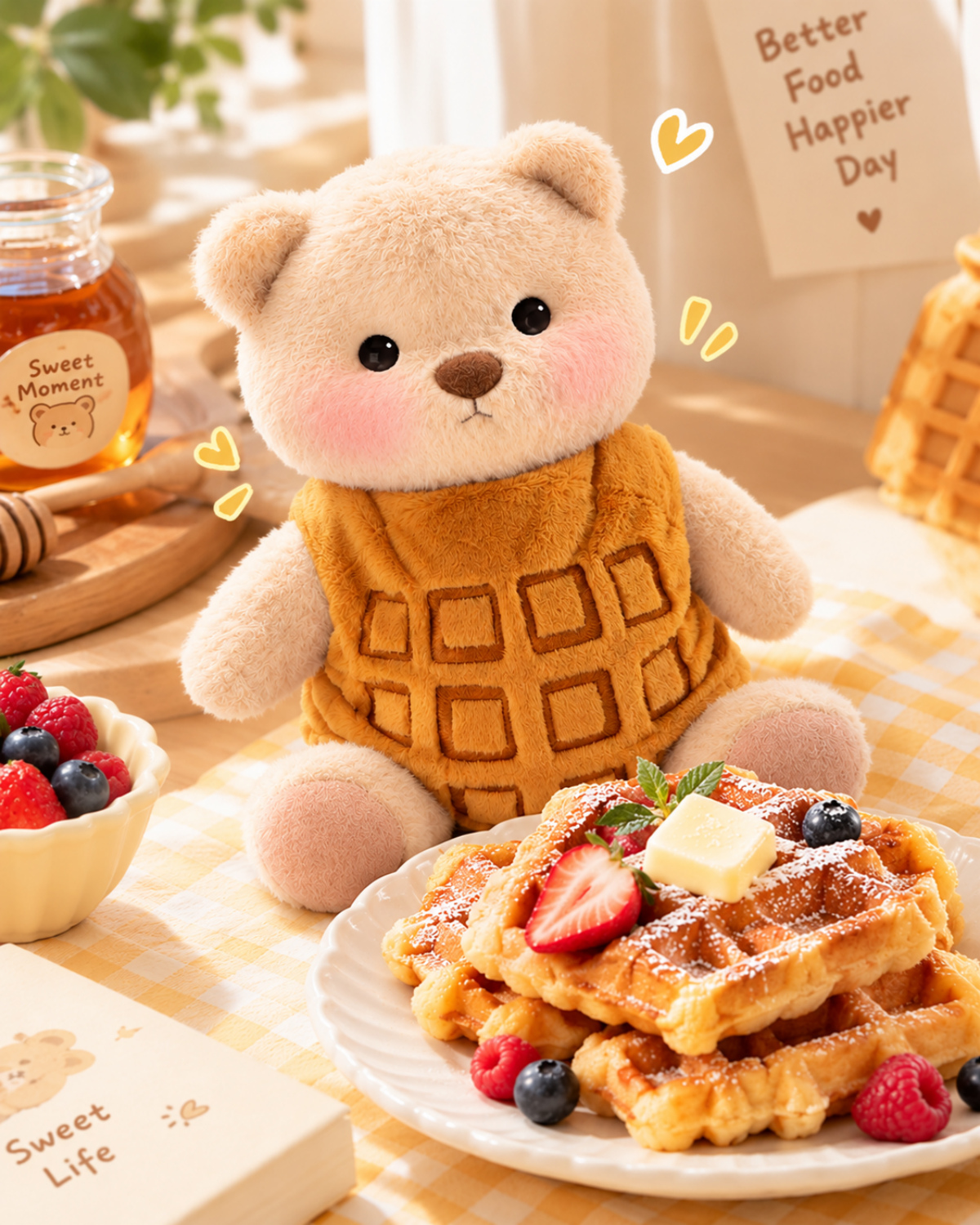 Getahug Waffle Bear | Handmade Jointed Teddy Bear Stuffed Animal Gift