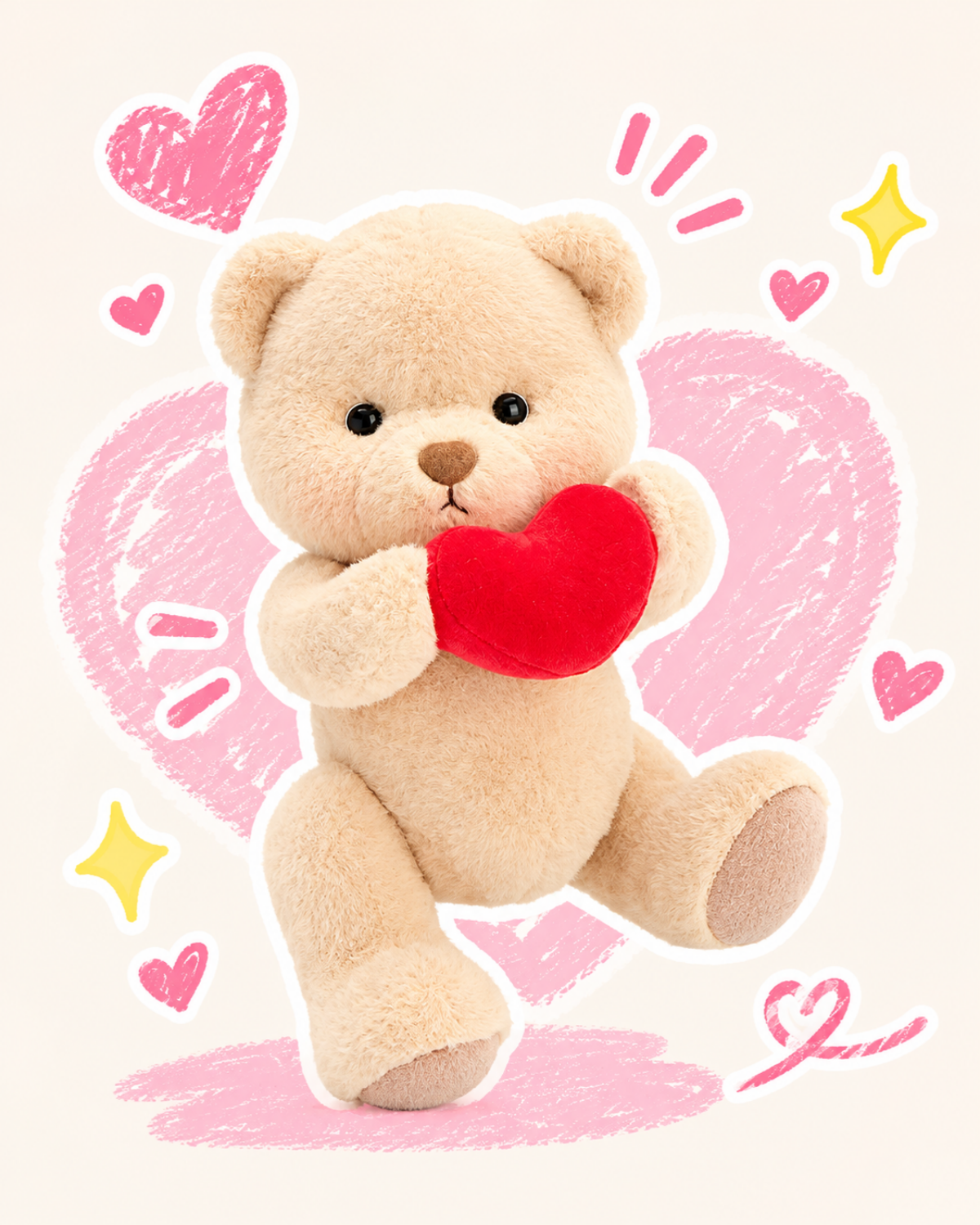 Getahug Bella Magnetic Plush Bear with a Heart | Handmade Jointed Teddy Bear Stuffed Animal Gift