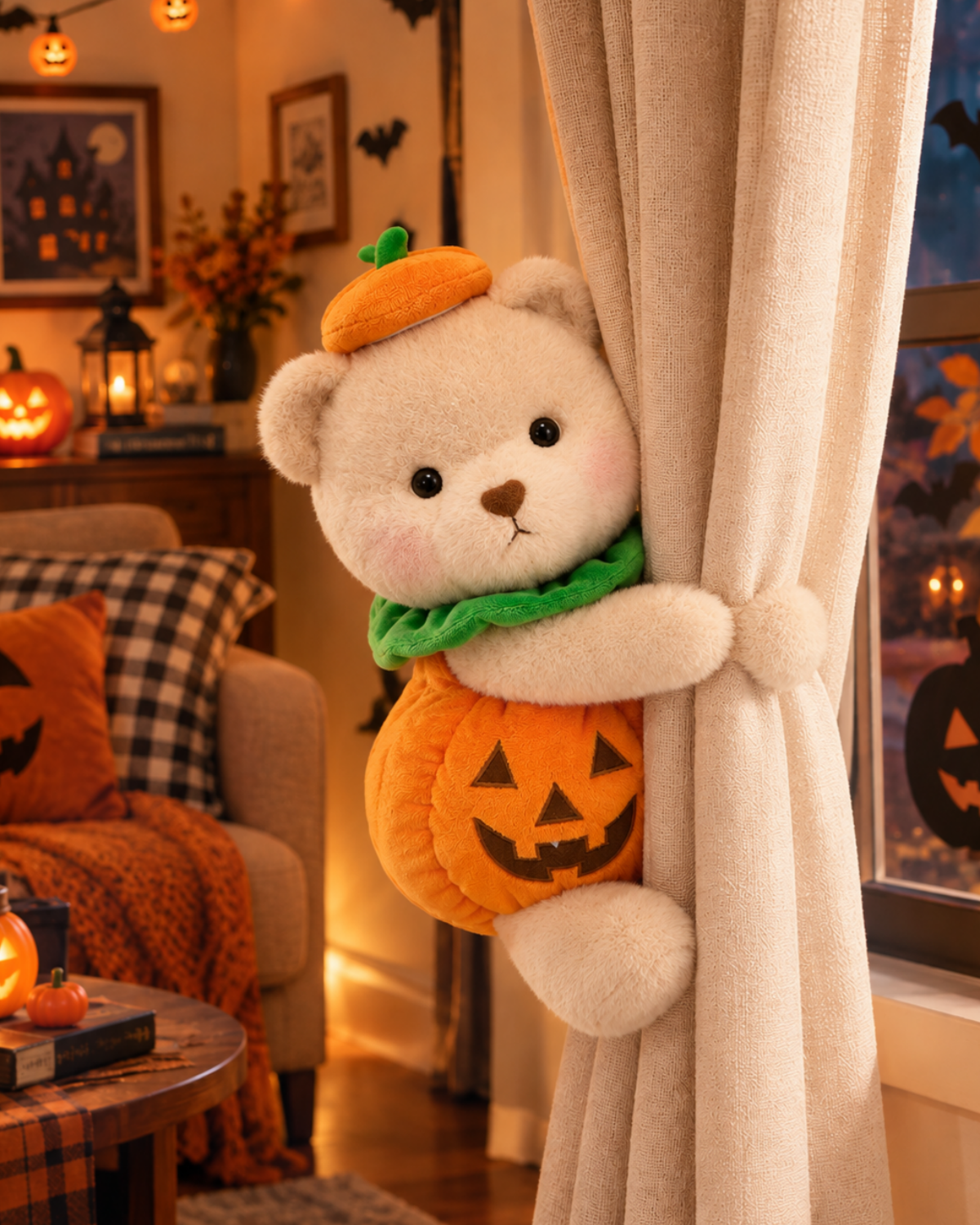 Getahug Spooky Pumpkin Teddy Bear with Magnetic Hands | Handmade Jointed Stuffed Animal Gift