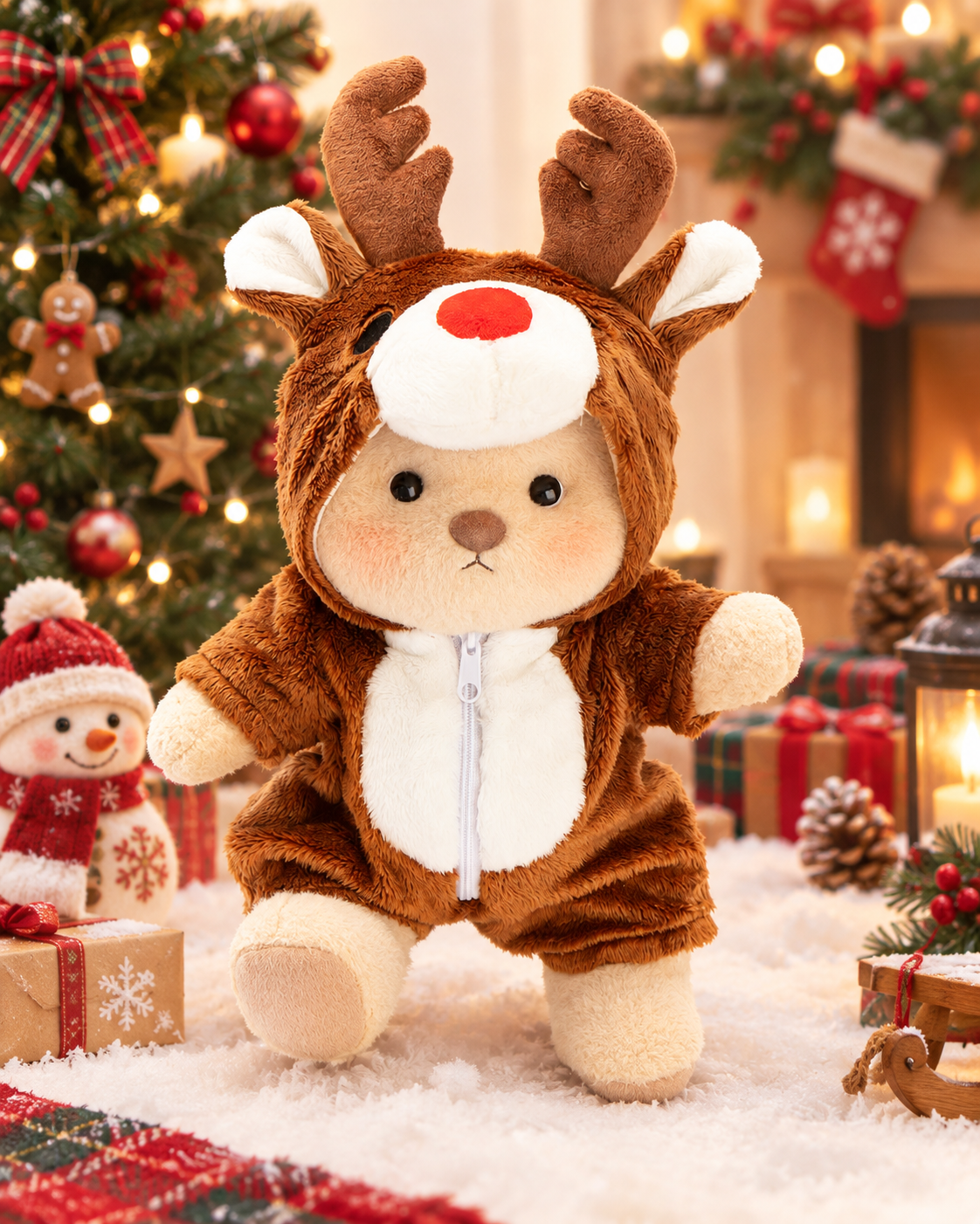 Getahug Christmas Reindeer Bear | Handmade Jointed Teddy Bear Stuffed Animal Gift