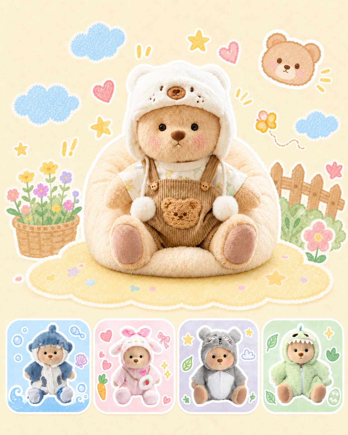 Getahug 12-inch Cute Handmade Jointed Teddy Bear Gift Collection