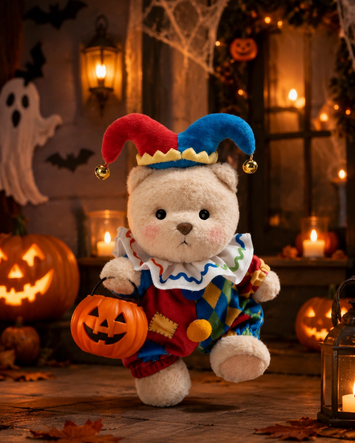 Getahug Jolly Clown Mini Bear Keychain | 5.9 Inches Stuffed Animal Bag Charm Halloween Gift