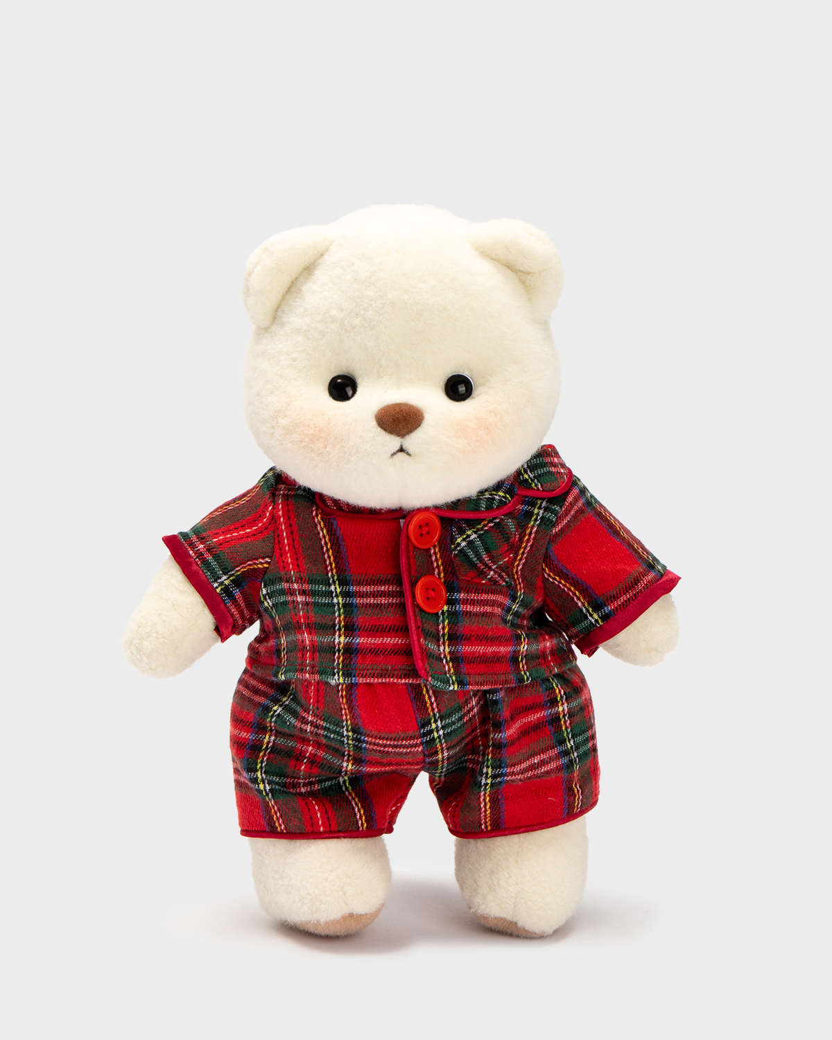Getahug Christmas Red and Green Plaid Pajamas Bear | Handmade Jointed Stuffed Animal Gift
