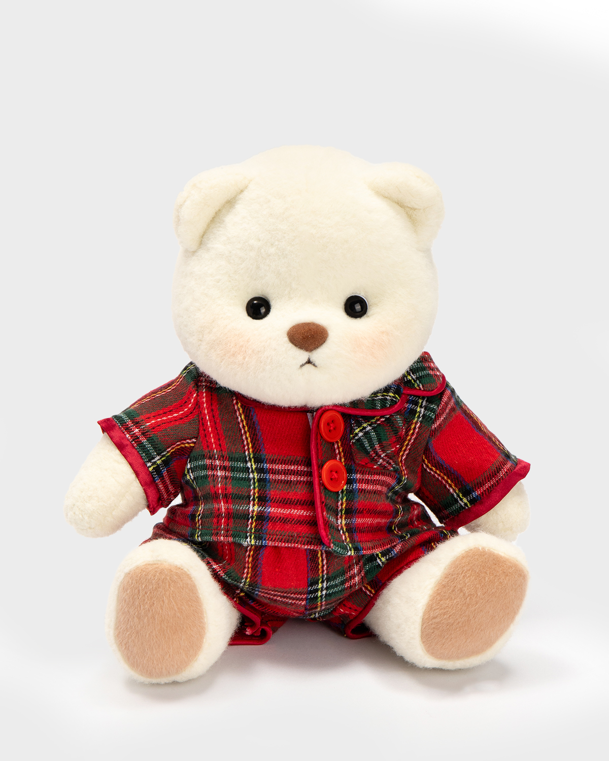 Getahug Christmas Red and Green Plaid Pajamas Bear | Handmade Jointed Stuffed Animal Gift