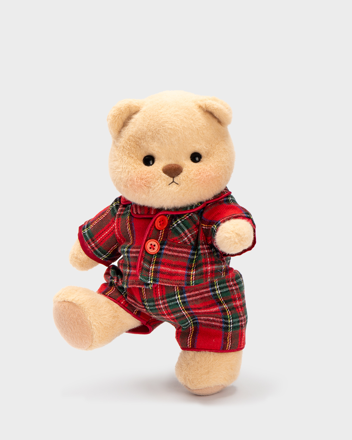 Getahug Christmas Red and Green Plaid Pajamas Bear | Handmade Jointed Stuffed Animal Gift