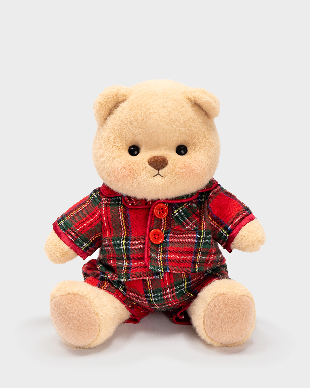 Getahug Christmas Red and Green Plaid Pajamas Bear | Handmade Jointed Stuffed Animal Gift