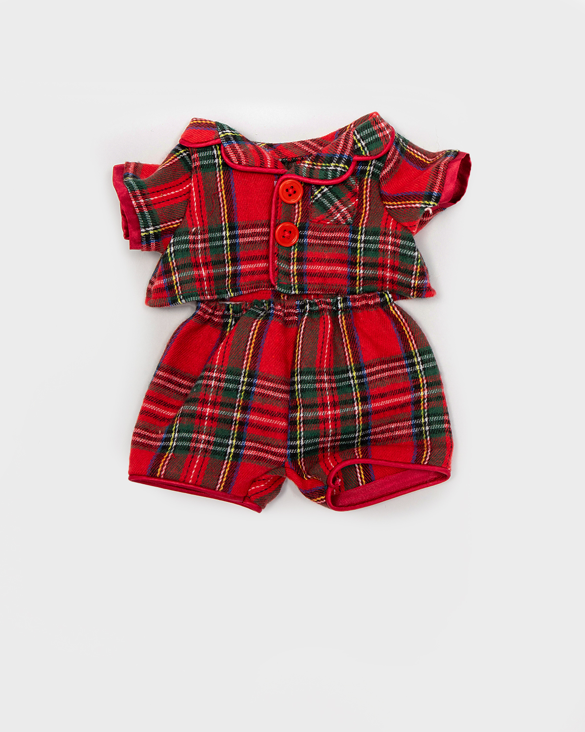 Getahug Christmas Red and Green Plaid Pajamas Bunny | Handmade Jointed Stuffed Animal Gift