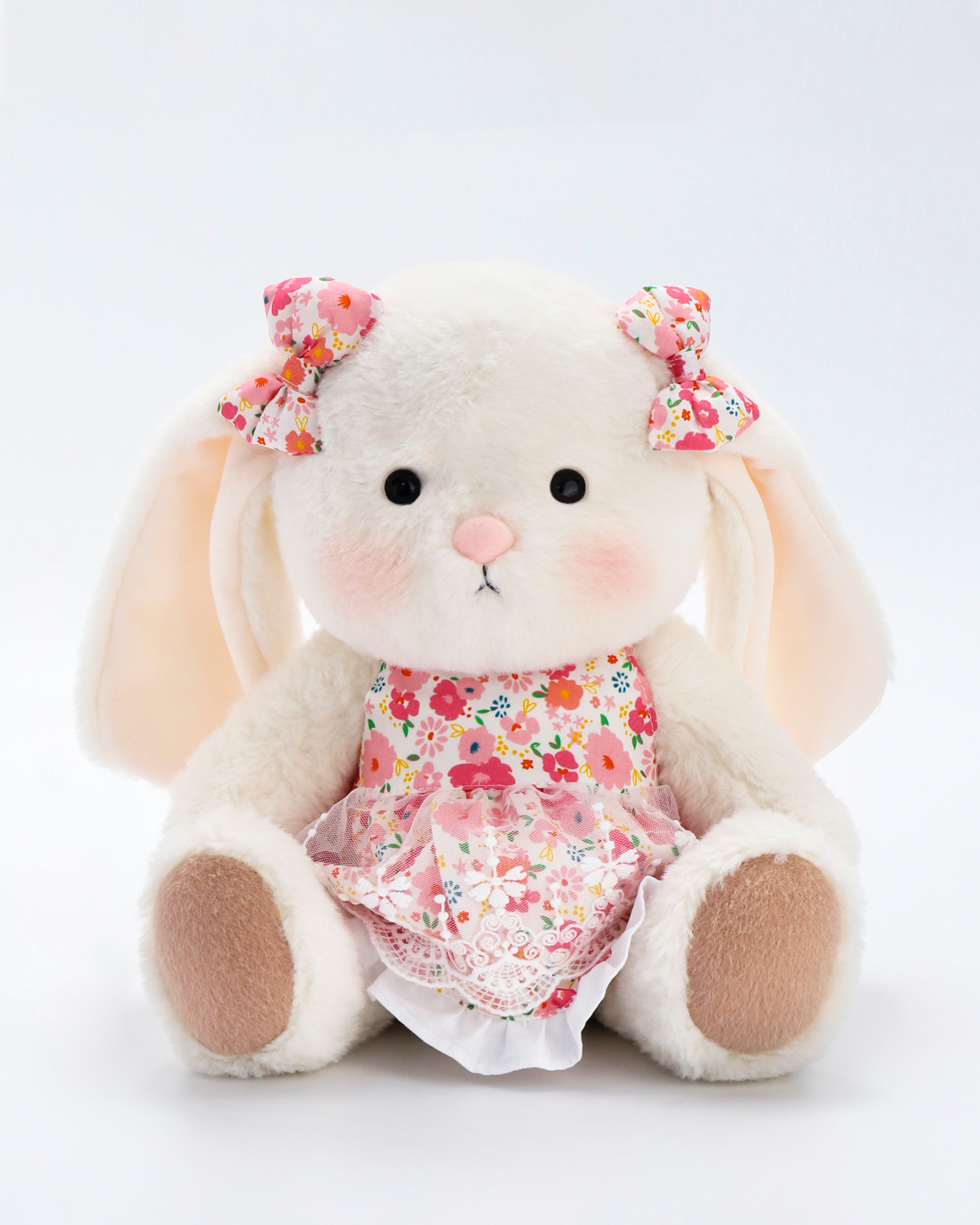 Getahug Pink Floral Lace Dress Bunny | Handmade Jointed Stuffed Animal Gift