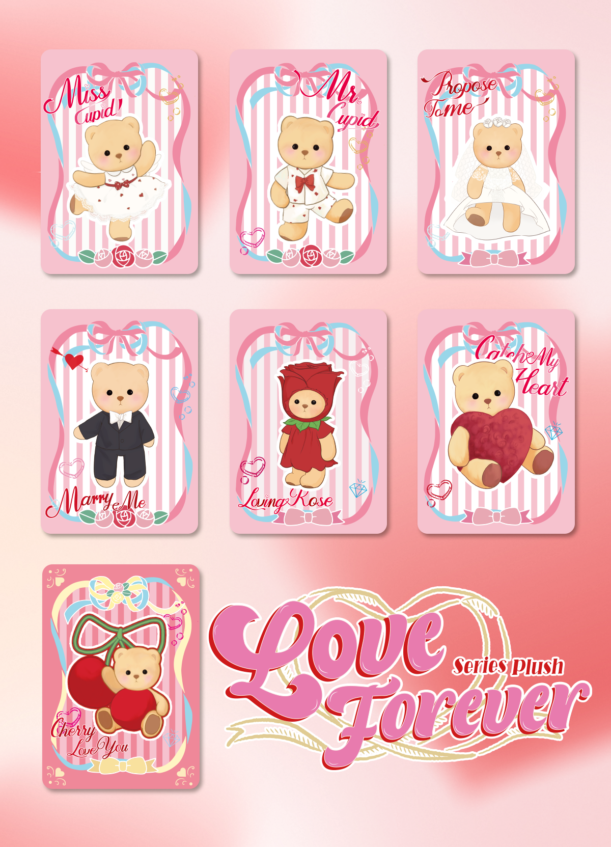 Getahug Love Forever Series Mini Bear Blind Box | Valentine's Day 5.9 Inches Plush Bag Charm Keychains Gifts