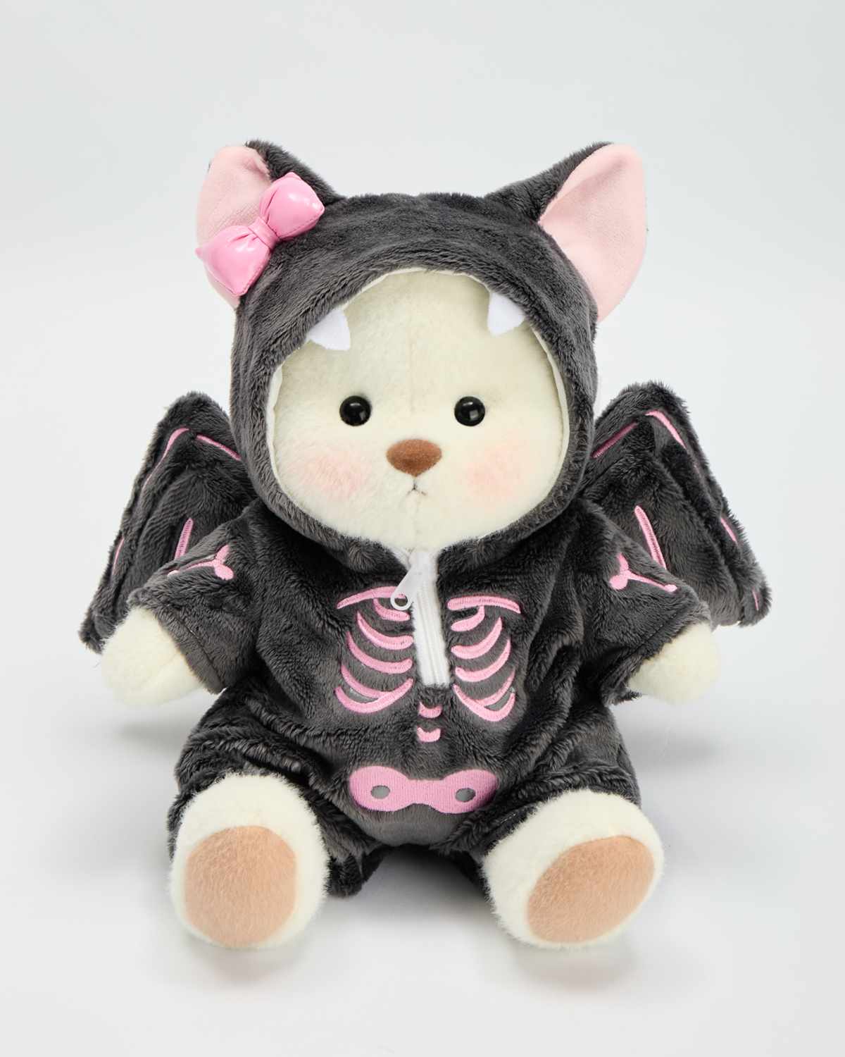 Getahug Halloween Pink Skull Bat Bear | Handmade Jointed Stuffed Animal Gift